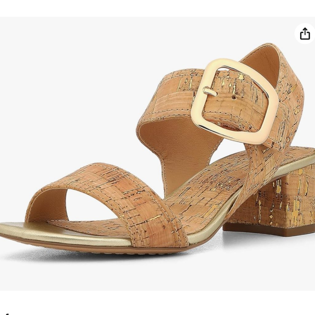Donald J Pliner "Neve" Cork W Gold Accent Heeled Sandal